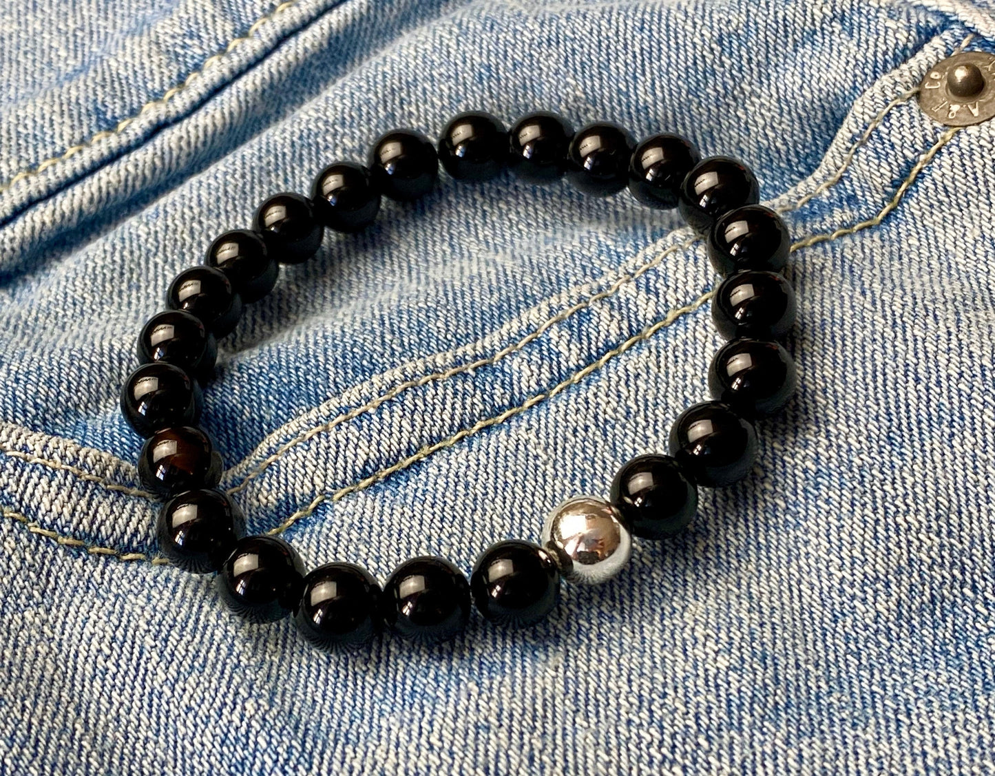 8mm Men's Black tourmaline Bracelet