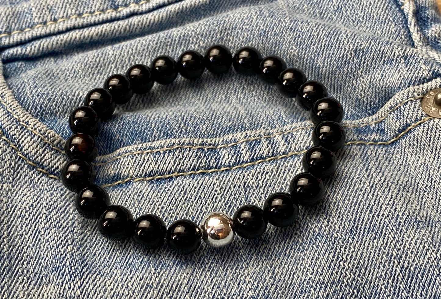 8mm Men's Black tourmaline Bracelet