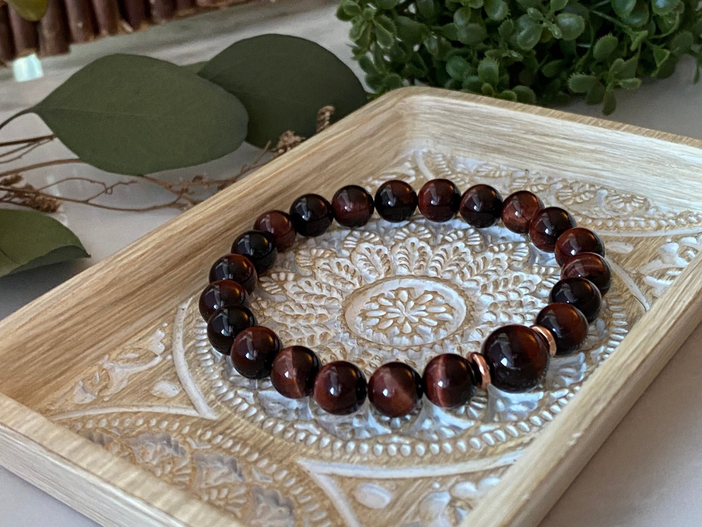 Red Tiger's Eye Wrist Mala Beaded Bracelet