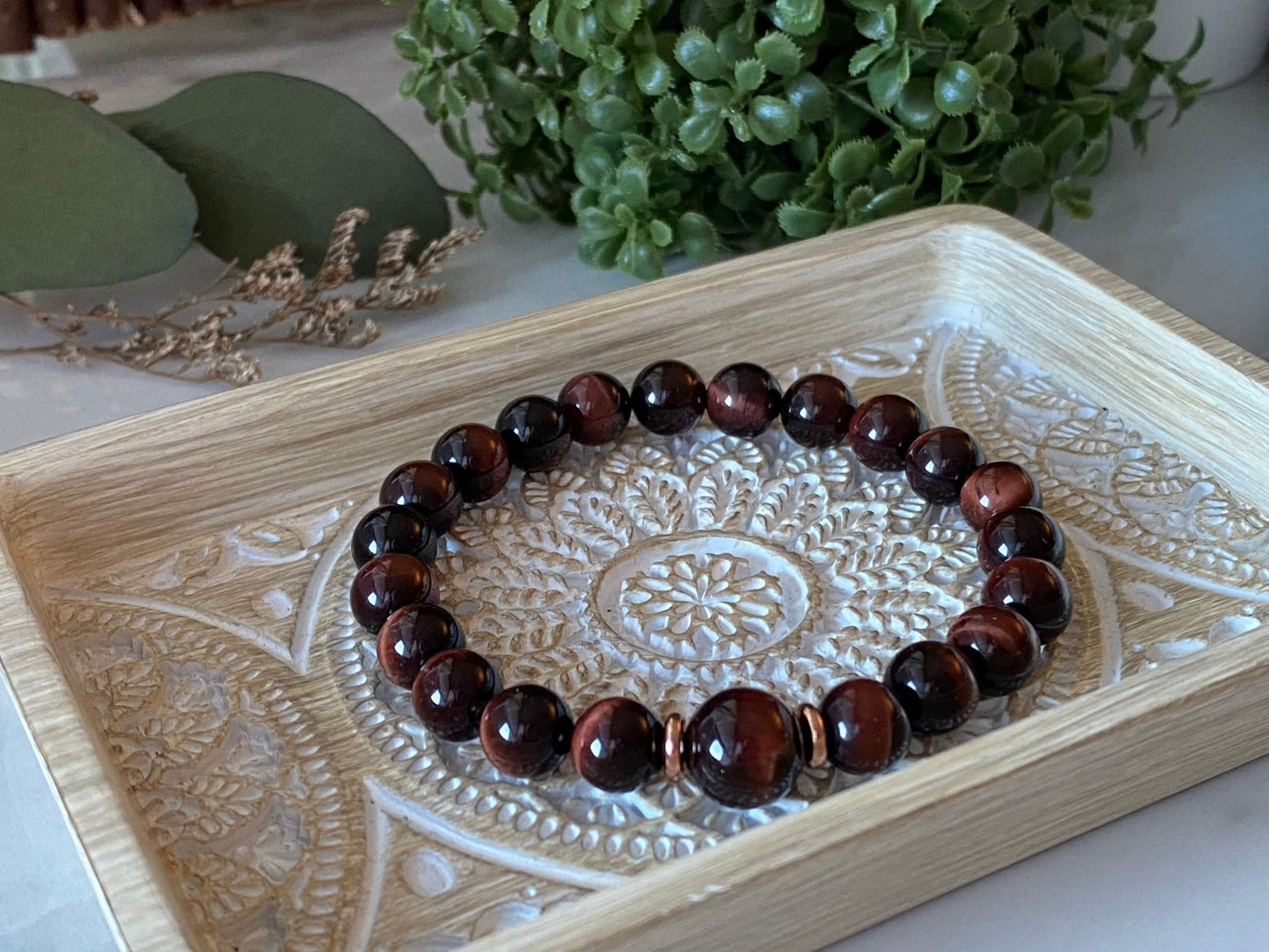 Red Tiger's Eye Wrist Mala Beaded Bracelet