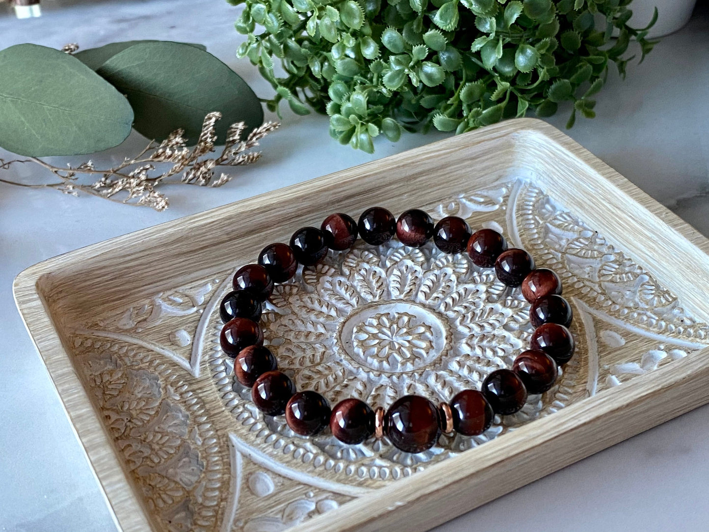 Red Tiger's Eye Wrist Mala Beaded Bracelet