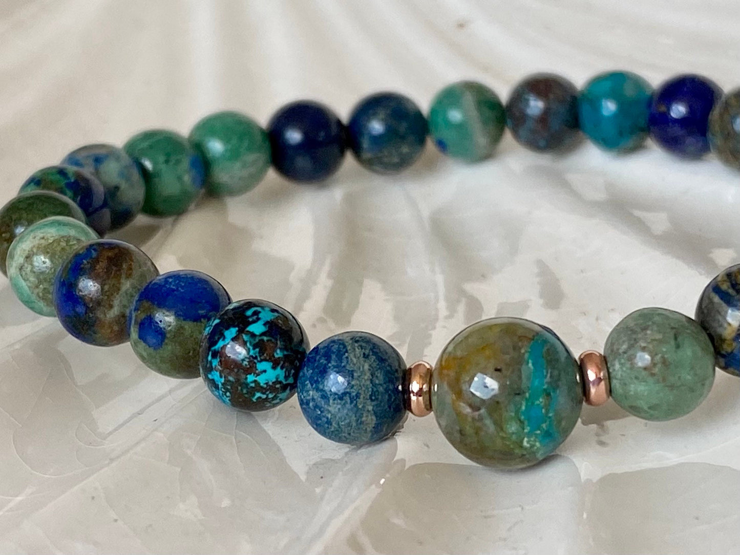 8mm Azurite Bead Healing Gemstone Bracelet