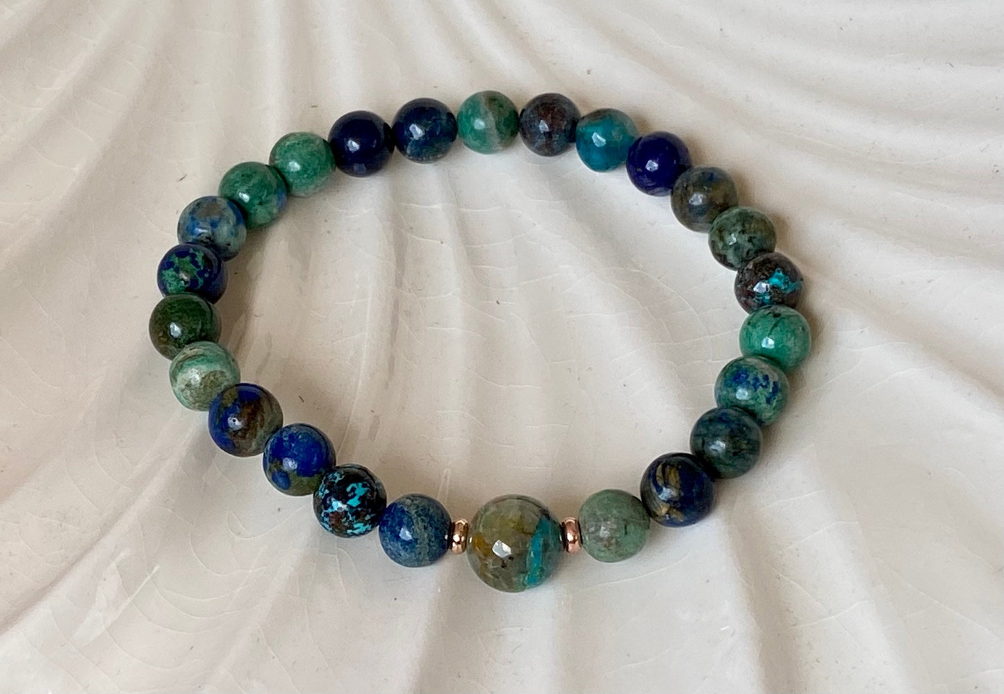 8mm Azurite Bead Healing Gemstone Bracelet