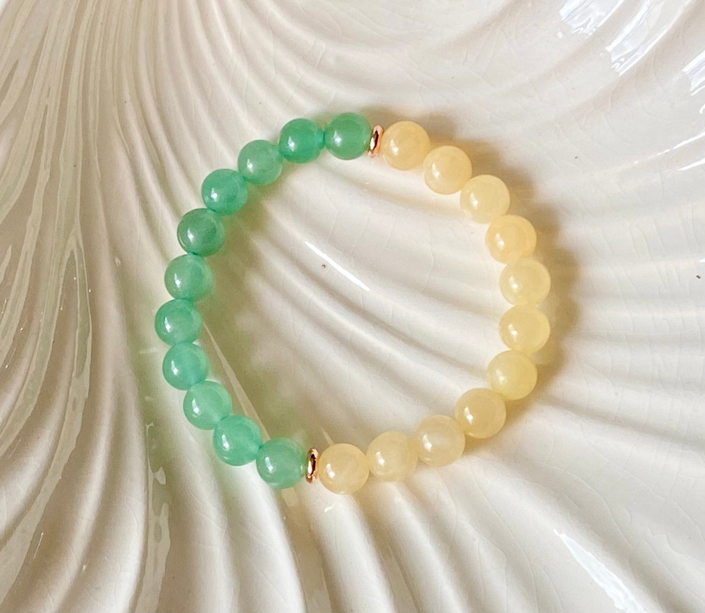 Jade & Yellow Jade Crystal Beaded Gemstone Bracelet
