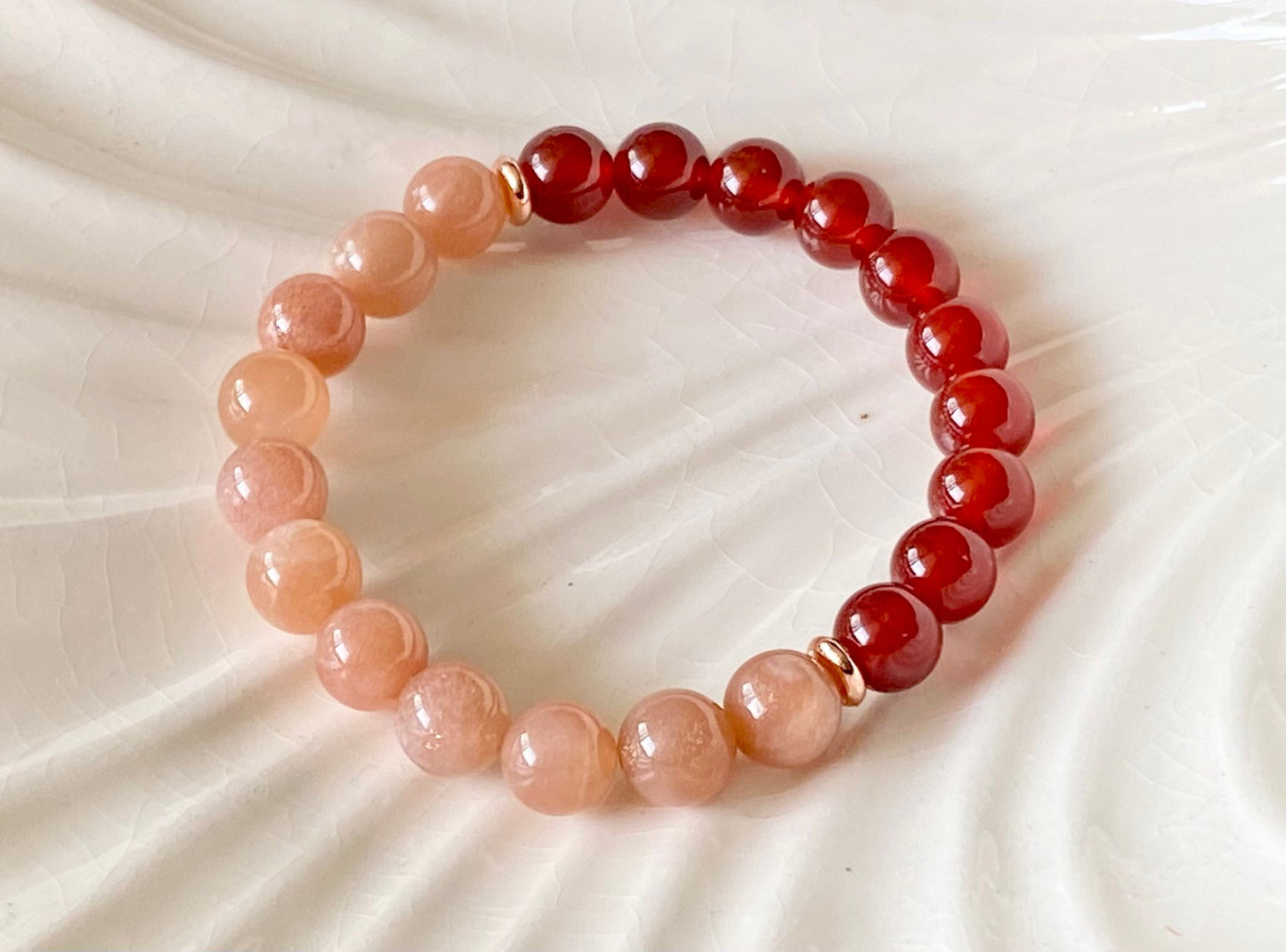 Sunstone & Carnelian Crystal Beaded Bracelet
