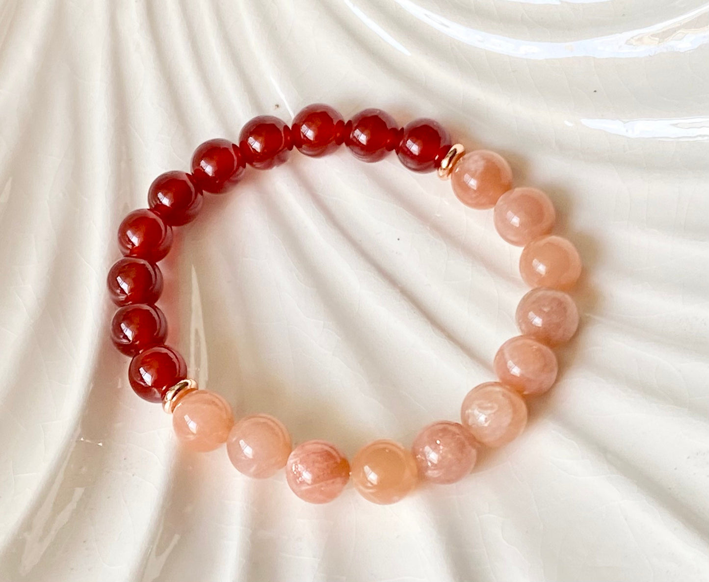 Sunstone & Carnelian Crystal Beaded Bracelet
