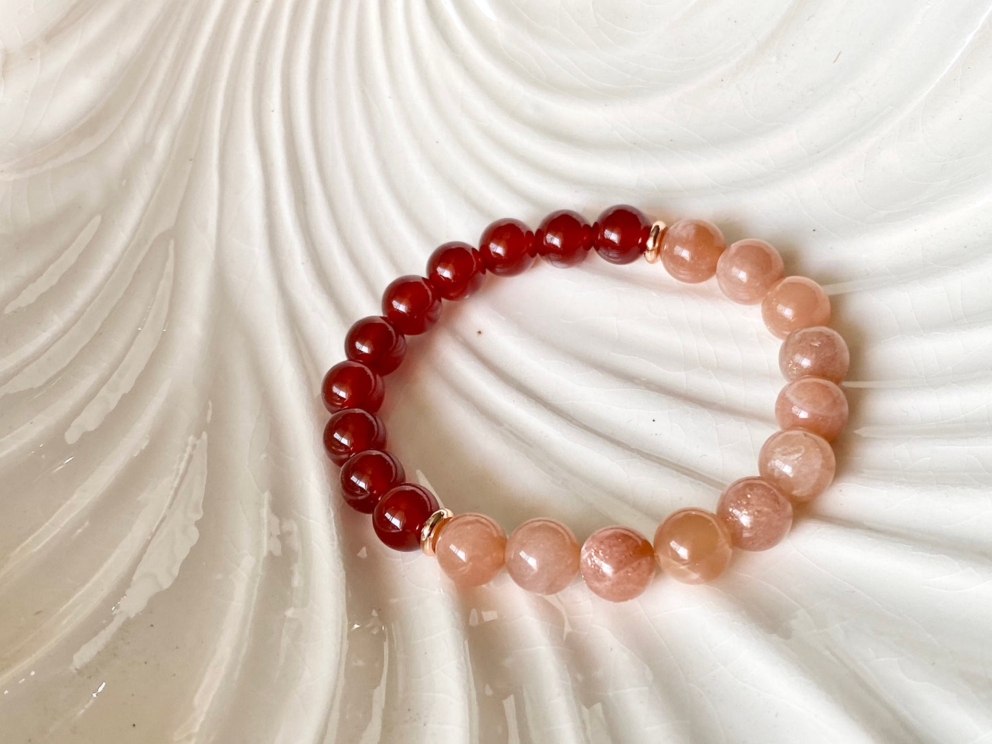 Sunstone & Carnelian Crystal Beaded Bracelet