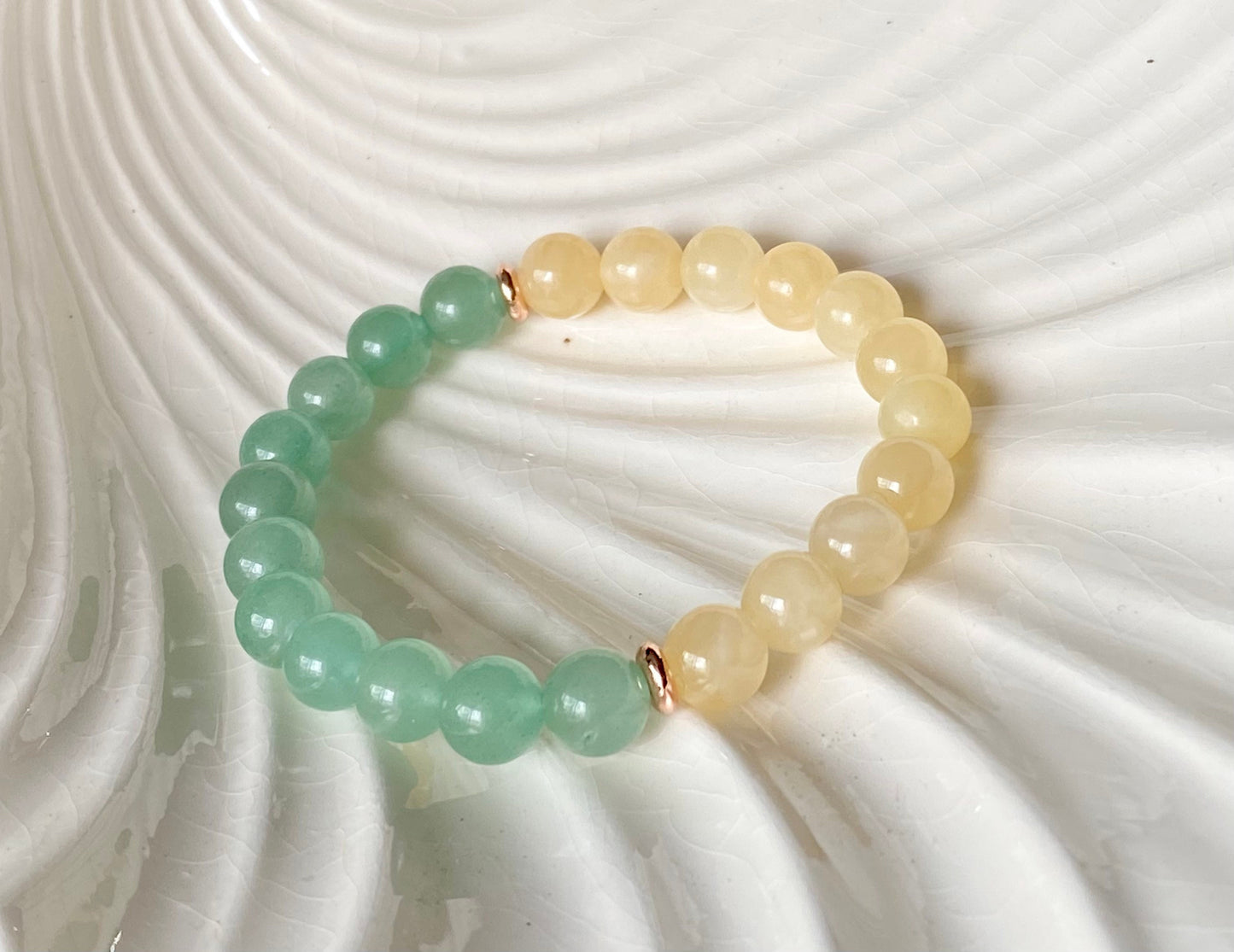 Jade & Yellow Jade Crystal Beaded Gemstone Bracelet