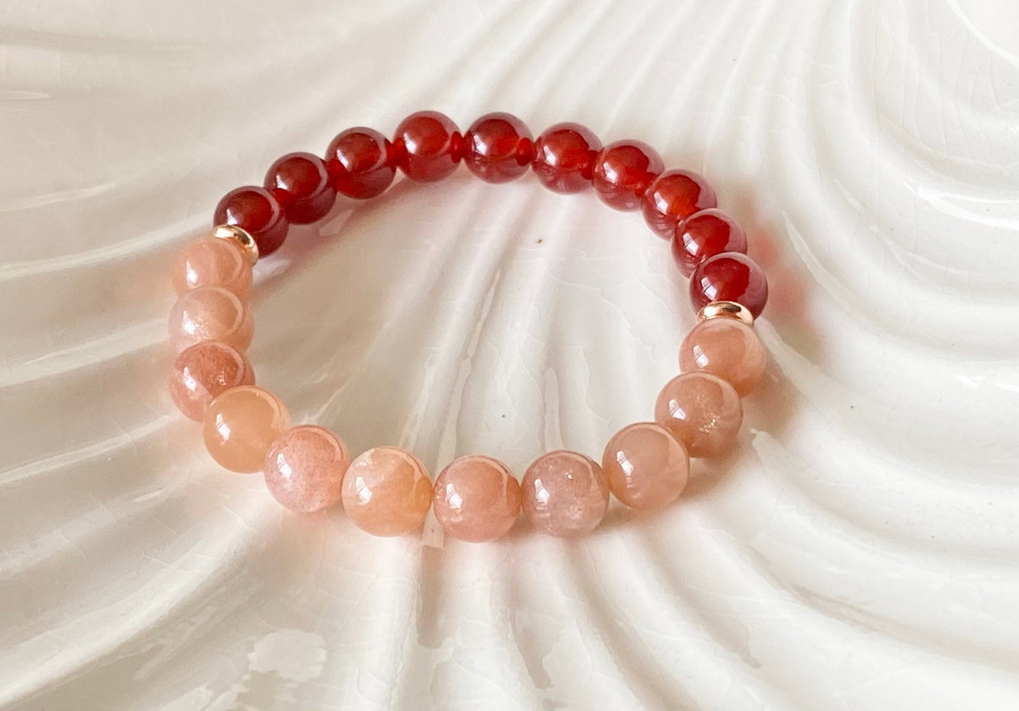 Sunstone & Carnelian Crystal Beaded Bracelet