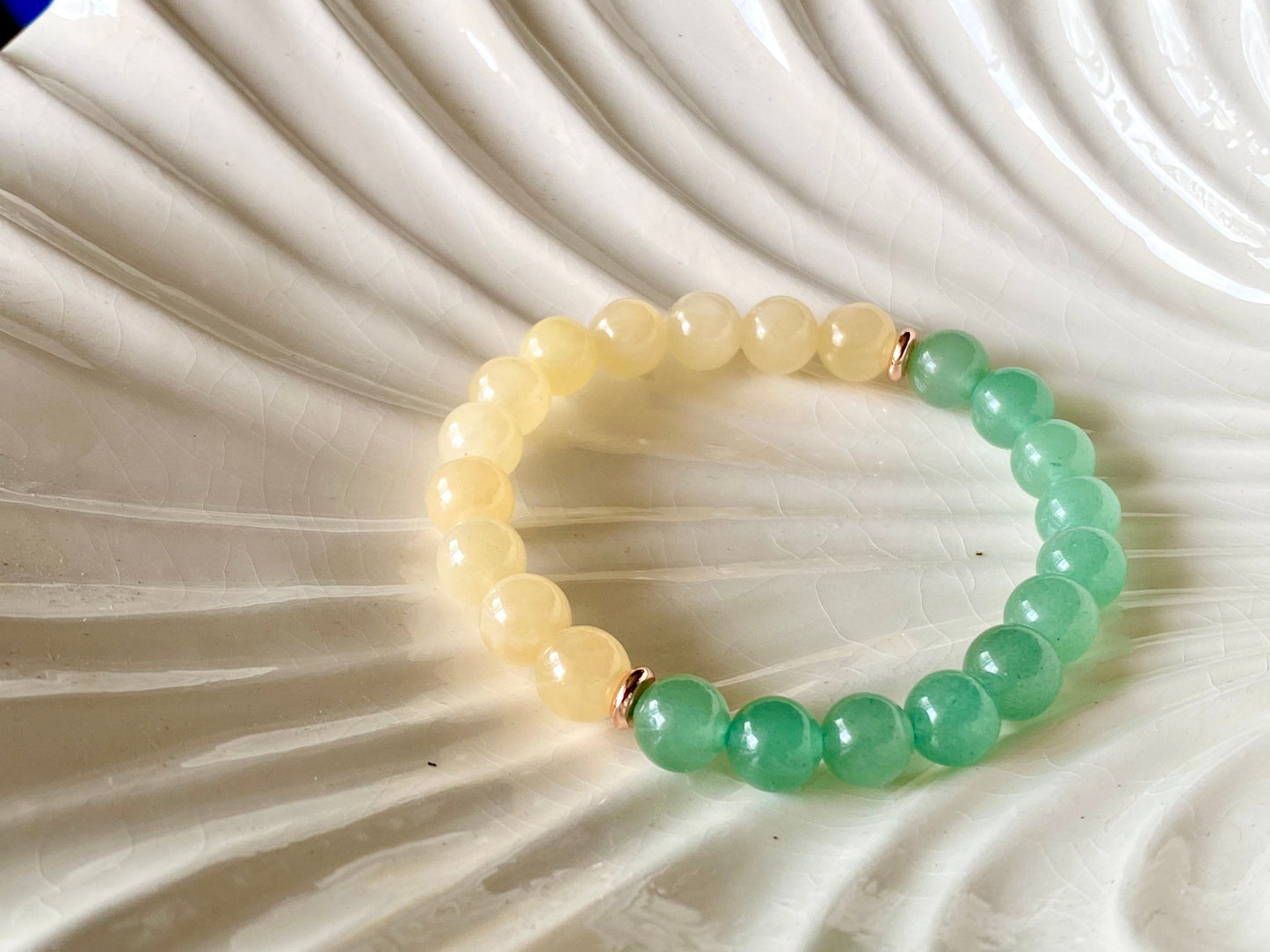 Jade & Yellow Jade Crystal Beaded Gemstone Bracelet