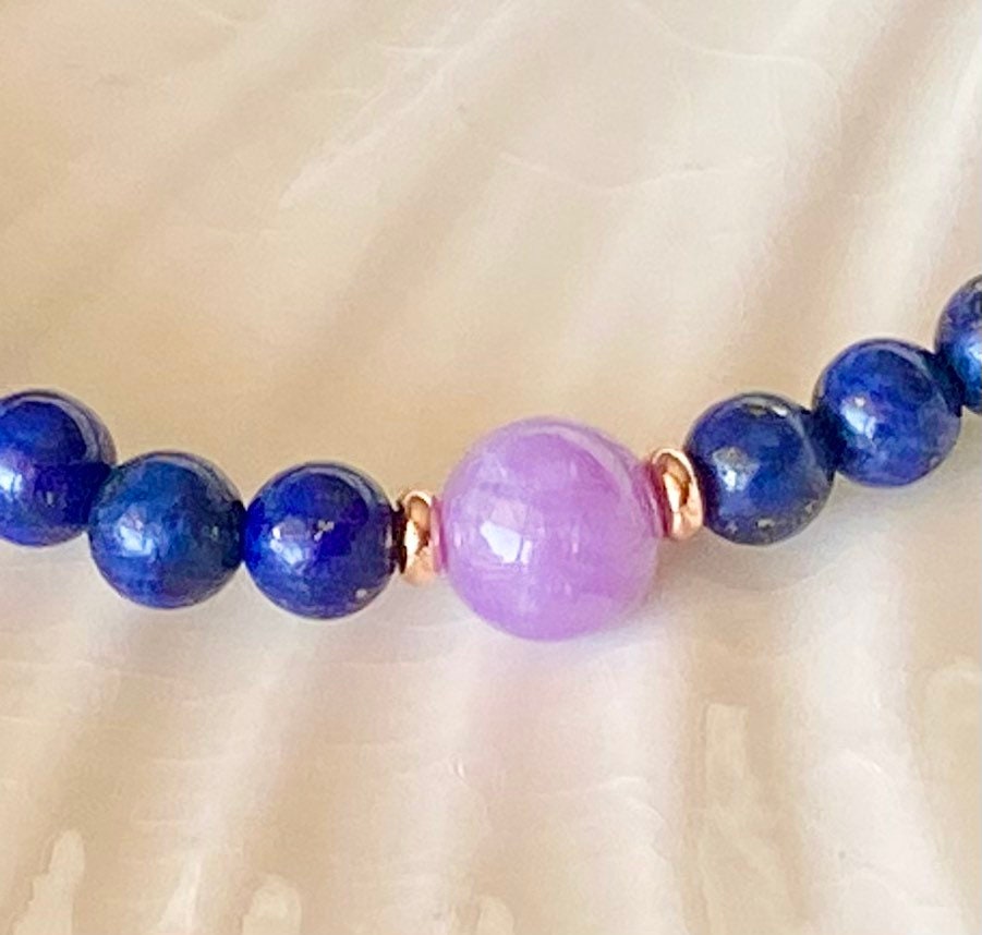 6mm Lapis Lazuli & 8mm Amethyst Beaded Bracelet