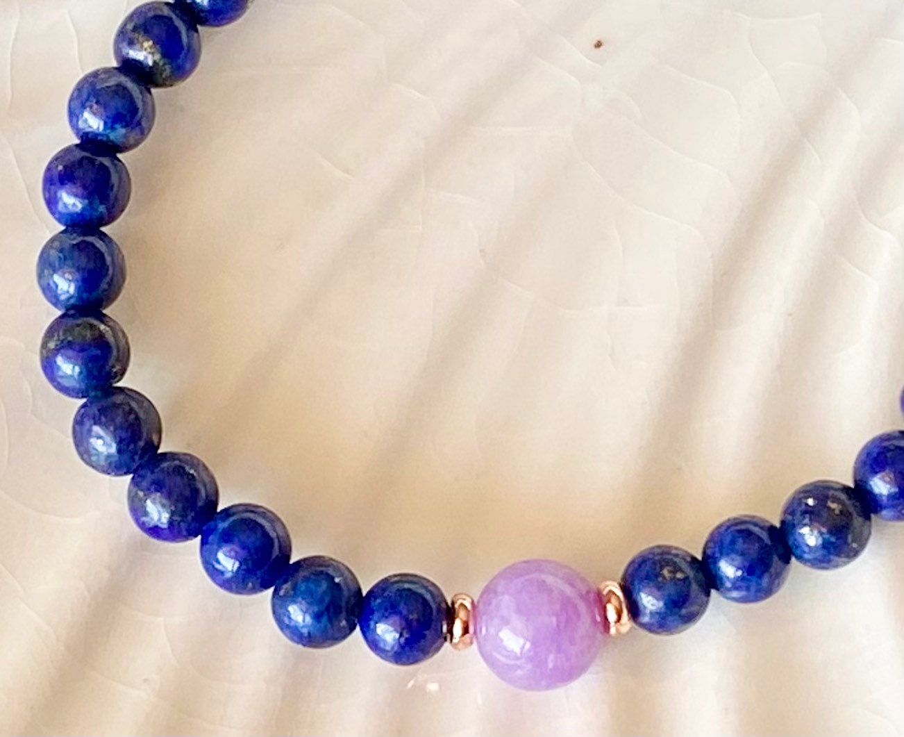 6mm Lapis Lazuli & 8mm Amethyst Beaded Bracelet