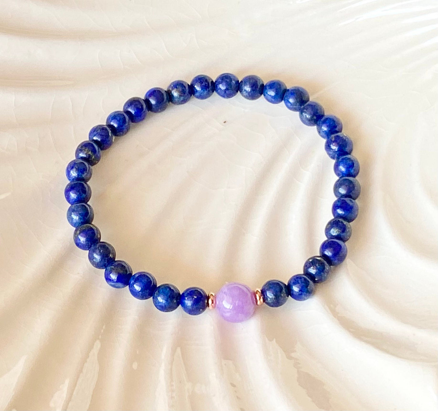 6mm Lapis Lazuli & 8mm Amethyst Beaded Bracelet