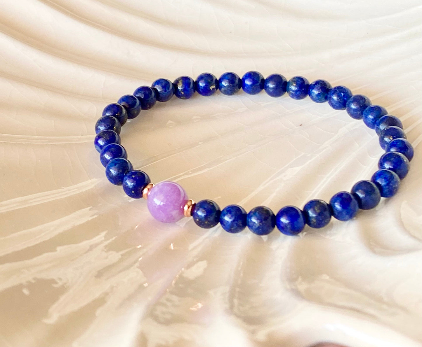 6mm Lapis Lazuli & 8mm Amethyst Beaded Bracelet