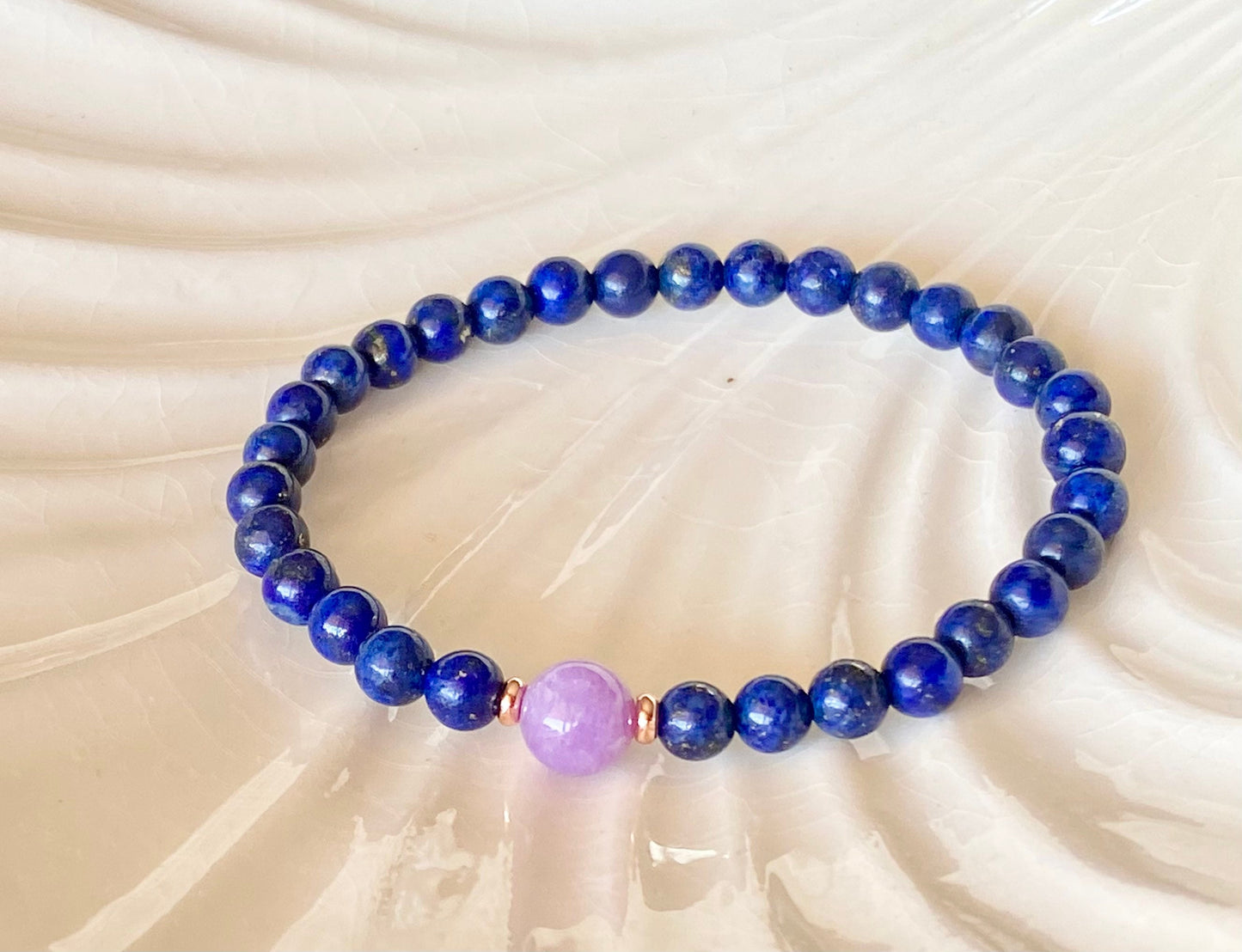 6mm Lapis Lazuli & 8mm Amethyst Beaded Bracelet