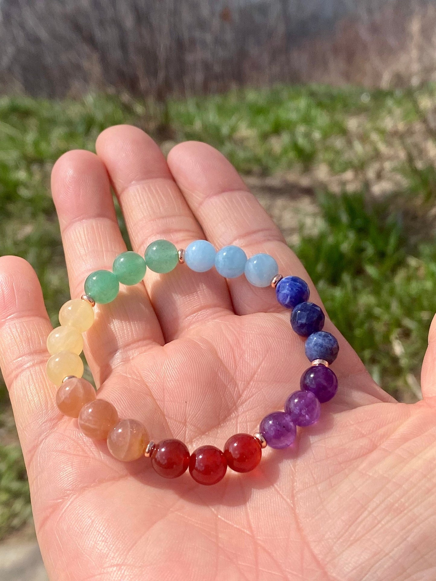 8mm Chakra Rainbow Crystal Bracelet