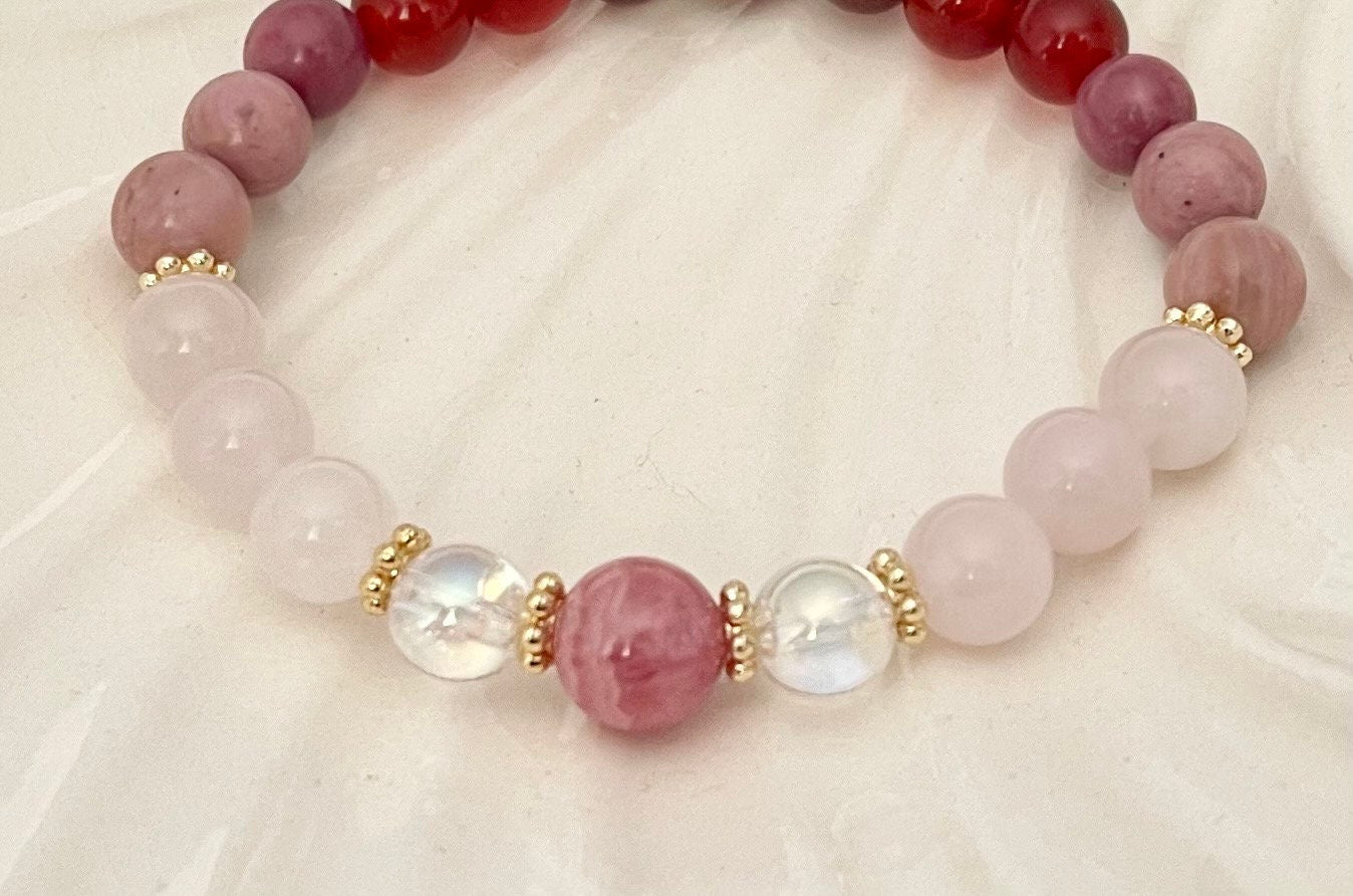 Love Crystal Genuine Gemstone Beaded Bracelet