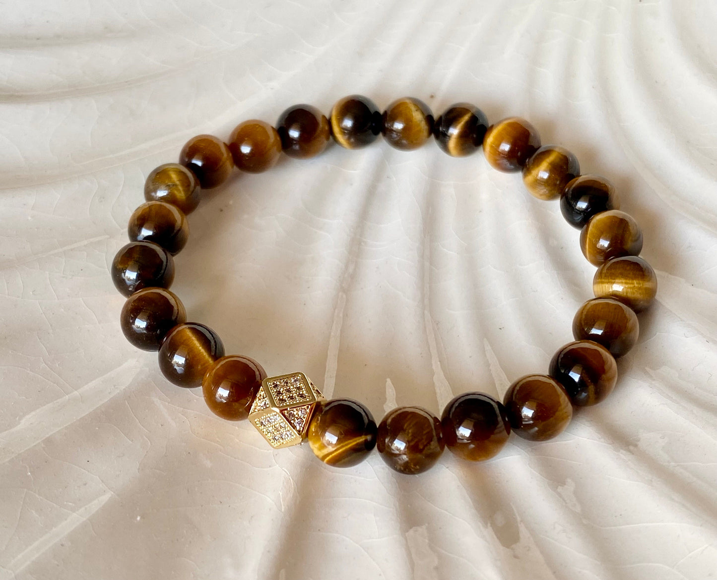 8mm Men's Tiger's Eye Crystal Bracelet