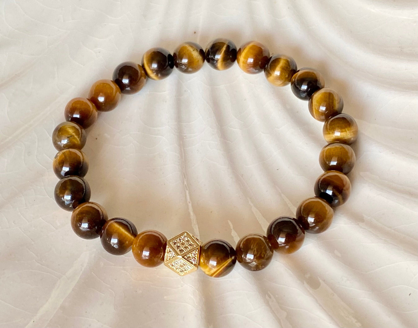 8mm Men's Tiger's Eye Crystal Bracelet