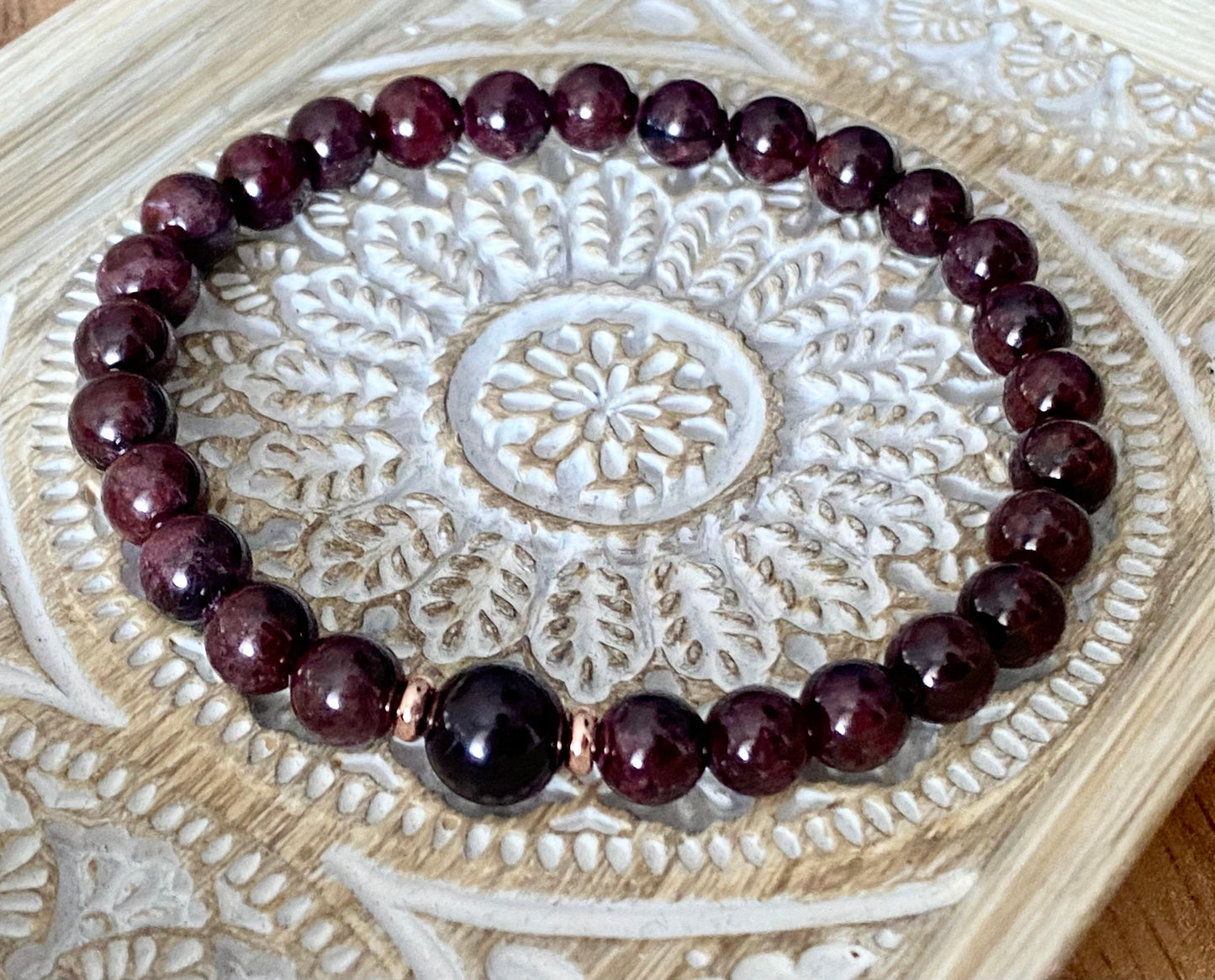 Luxurious 6mm Deep Garnet Bracelet