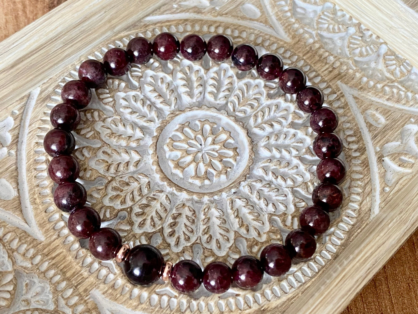 Luxurious 6mm Deep Garnet Bracelet