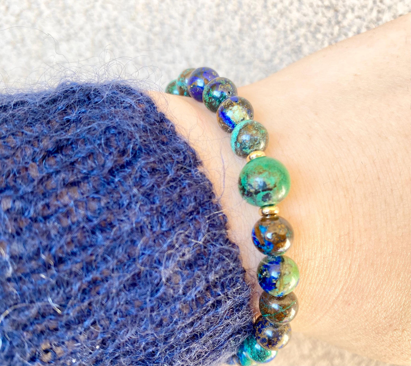 8mm Azurite Bead Healing Gemstone Bracelet